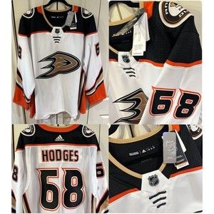NWT Authentic NHL Anaheim Ducks Adidas Away Hockey Jersey EBUG Tom Hodges 68 3XL